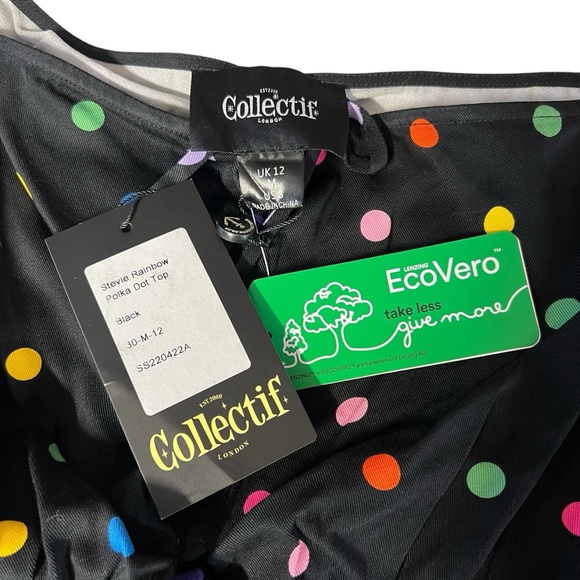 Collectif London NWT - Women’s Colorful Polka Dot Crop Top Sz. MD - Picture 5 of 6
